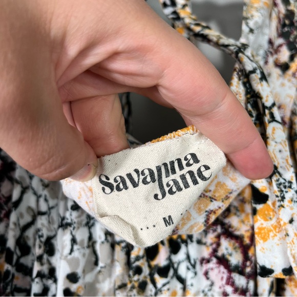 Savanna Jane Animal Snake Print Open Tie Back Half Sleeve Blouse Medium M Boho - Picture 5 of 5